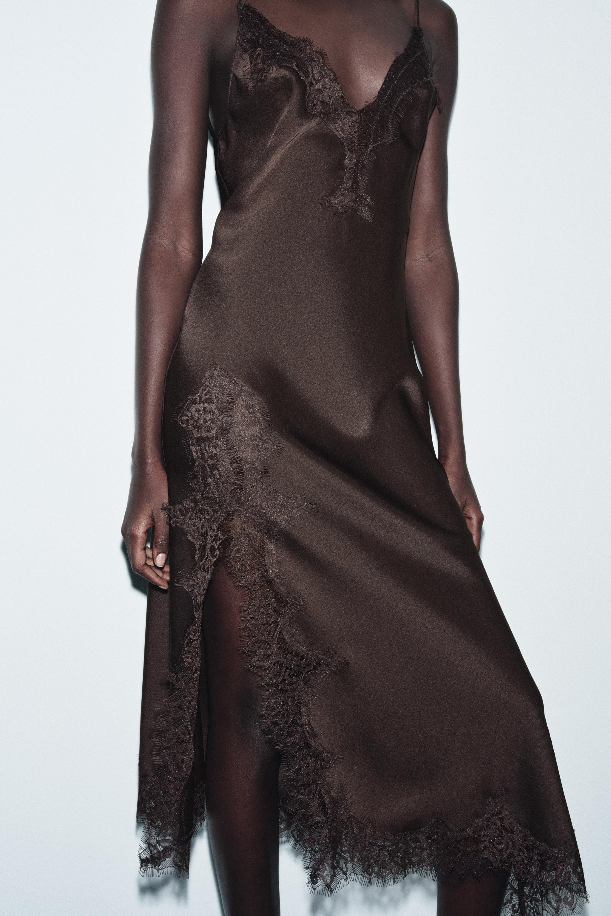 ZW COLLECTION SATIN LACE DRESS | Zara US