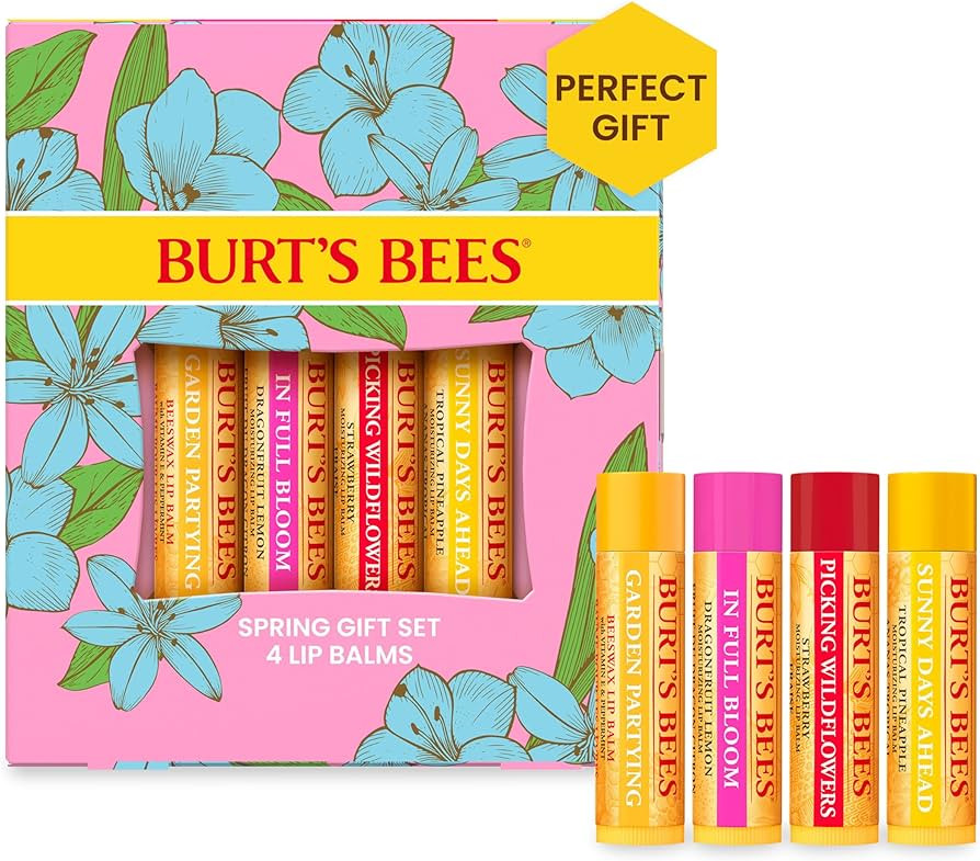 Burt's Bees Stocking Stuffers, In Full Bloom Lip Balm Set, Original Beeswax, Dragonfruit Lemon, T... | Amazon (US)
