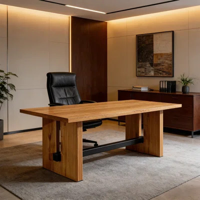 Solid Wood Desk – Rectangular Computer Desk for Home and Office | Wayfair North America