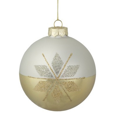 Northlight Glittered Snowflake Glass Christmas Ball Ornament - 4" - Gold | Target