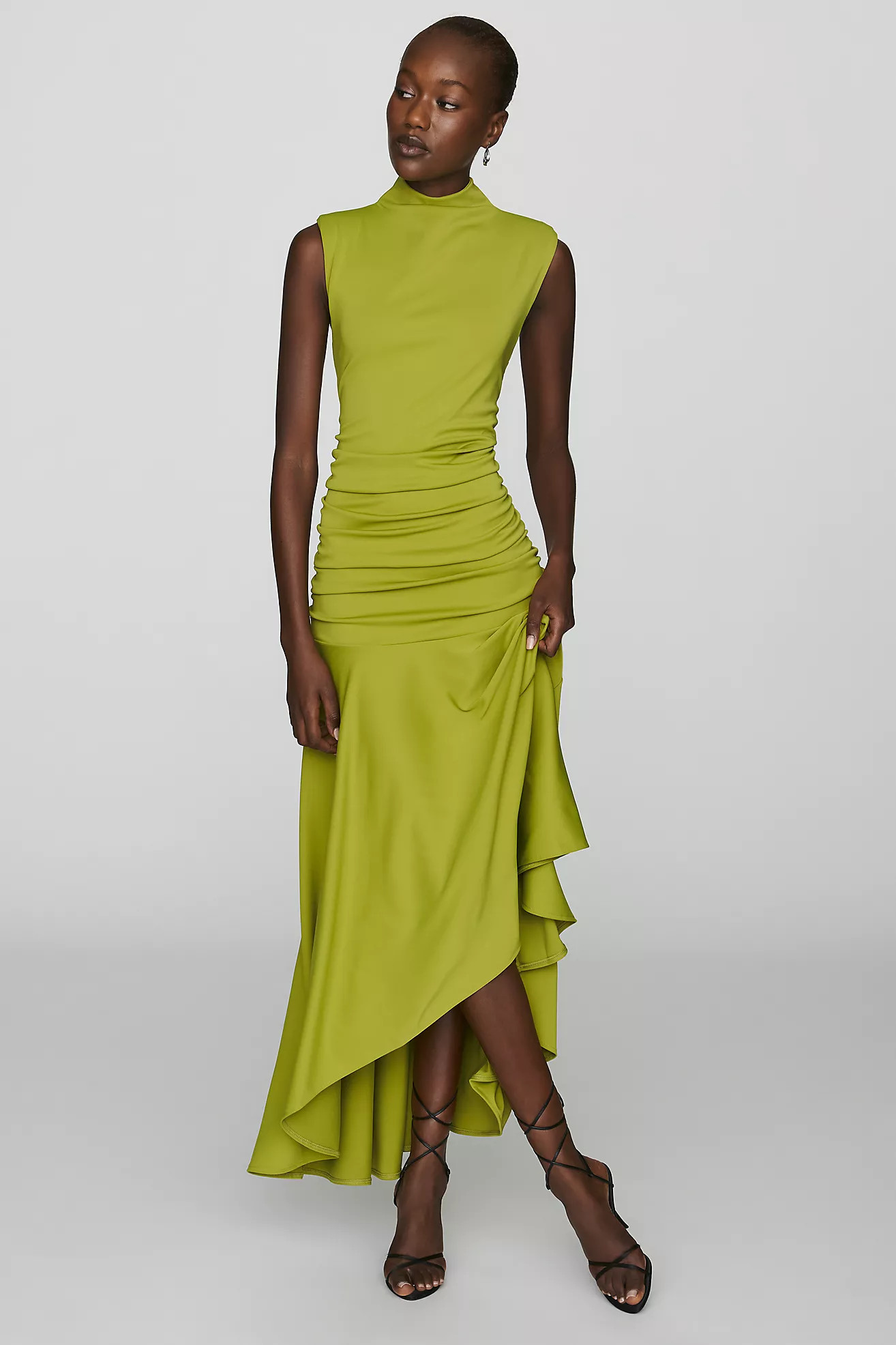 Maeve Sleeveless Ruched Mock-Neck Dress | Anthropologie (US)