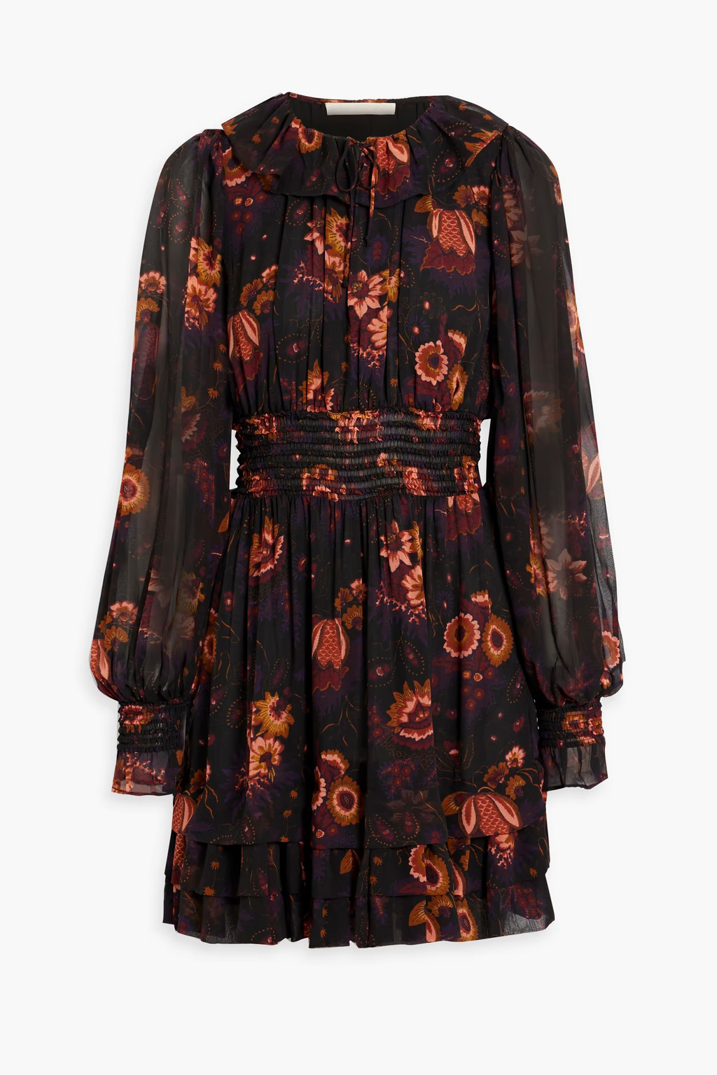 Adara ruffled floral-print silk-chiffon mini dress | The Outnet (US and CA)