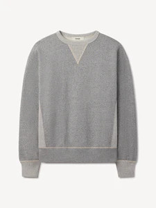 Two Tone Heather Grey Welterweight Double V Crew Sweatshirt - Buck Mason- Modern American Classic... | Buck Mason
