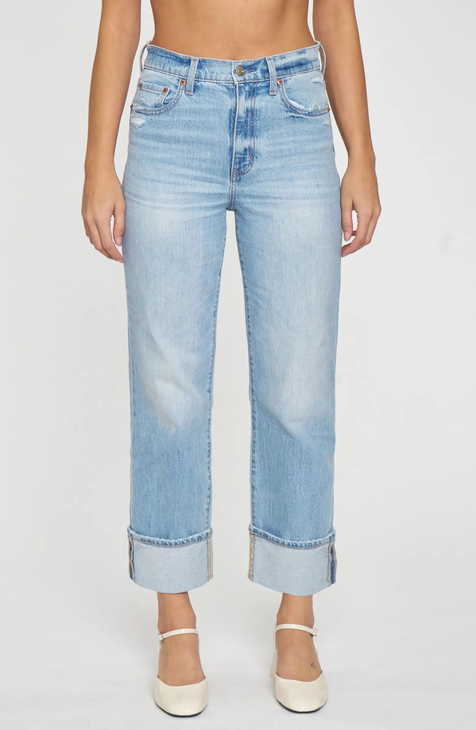 DAZE Sundaze High Waist Cuff Crop Straight Leg Jeans | Nordstrom | Nordstrom