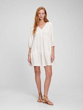 Crinkle Gauze Tiered Mini Dress | Gap (CA)