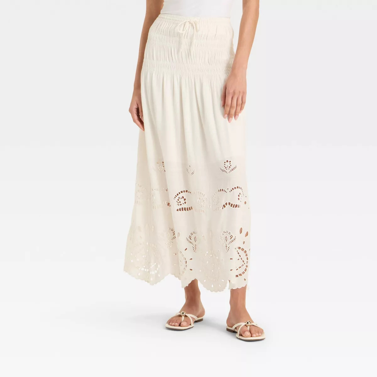 Women's High-RIse Embroidered Eyelet Drop Waist A-Line Skirt - Future Collective | Target