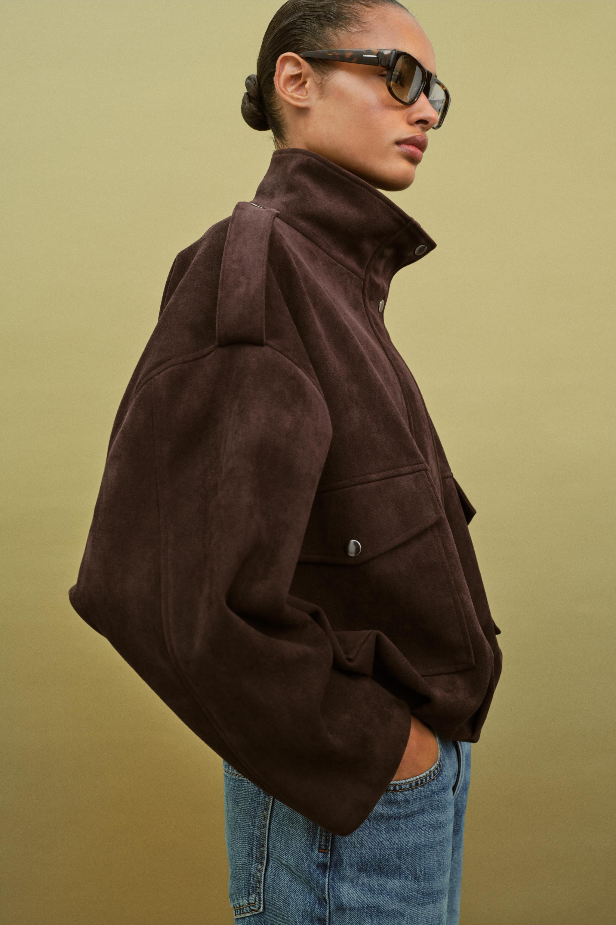 FAUX SUEDE JACKET WITH SHOULDER TABS | Zara US