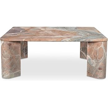 Philip Coffee Table, Solid Orange Lavante Marble, Square Design, Orange | Amazon (US)