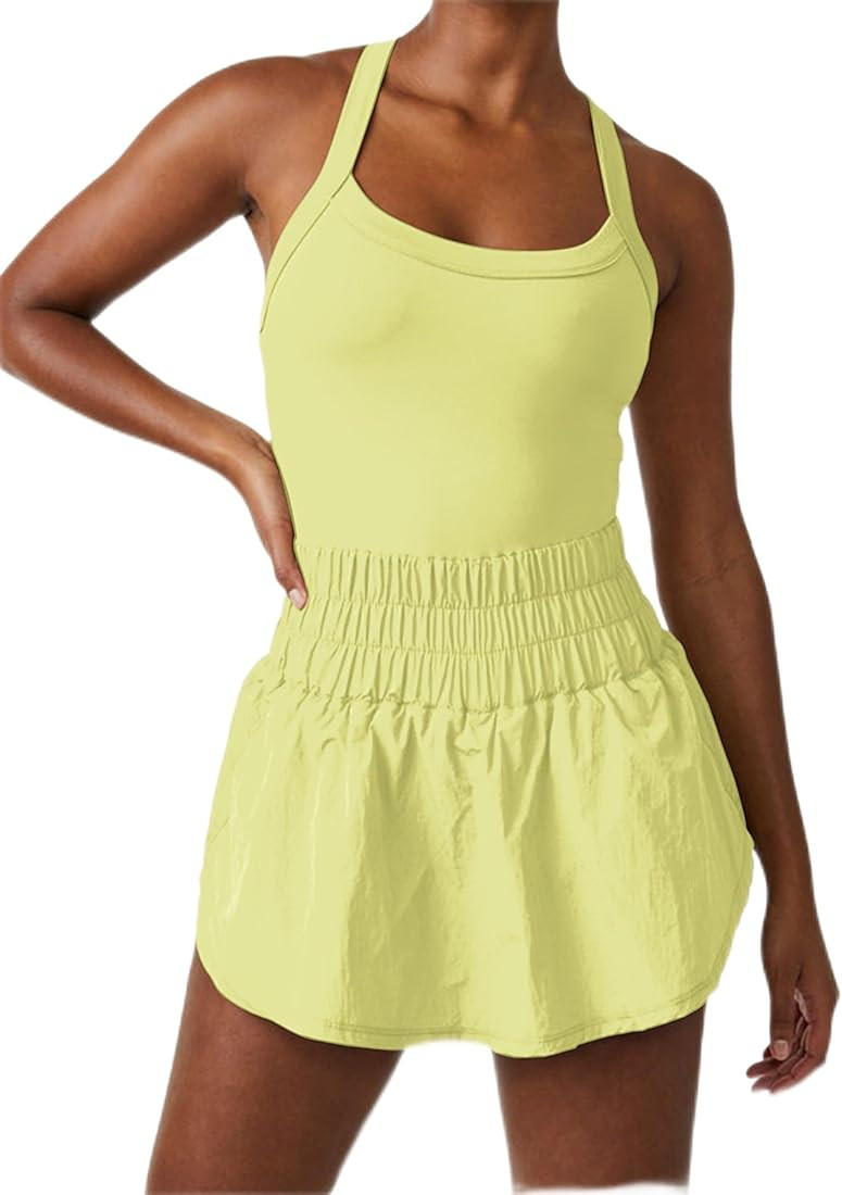 MISSACTIVER Women Tennis Dress Workout Dress with Built in Shorts Sleeveless Crisscross Backless ... | Amazon (US)