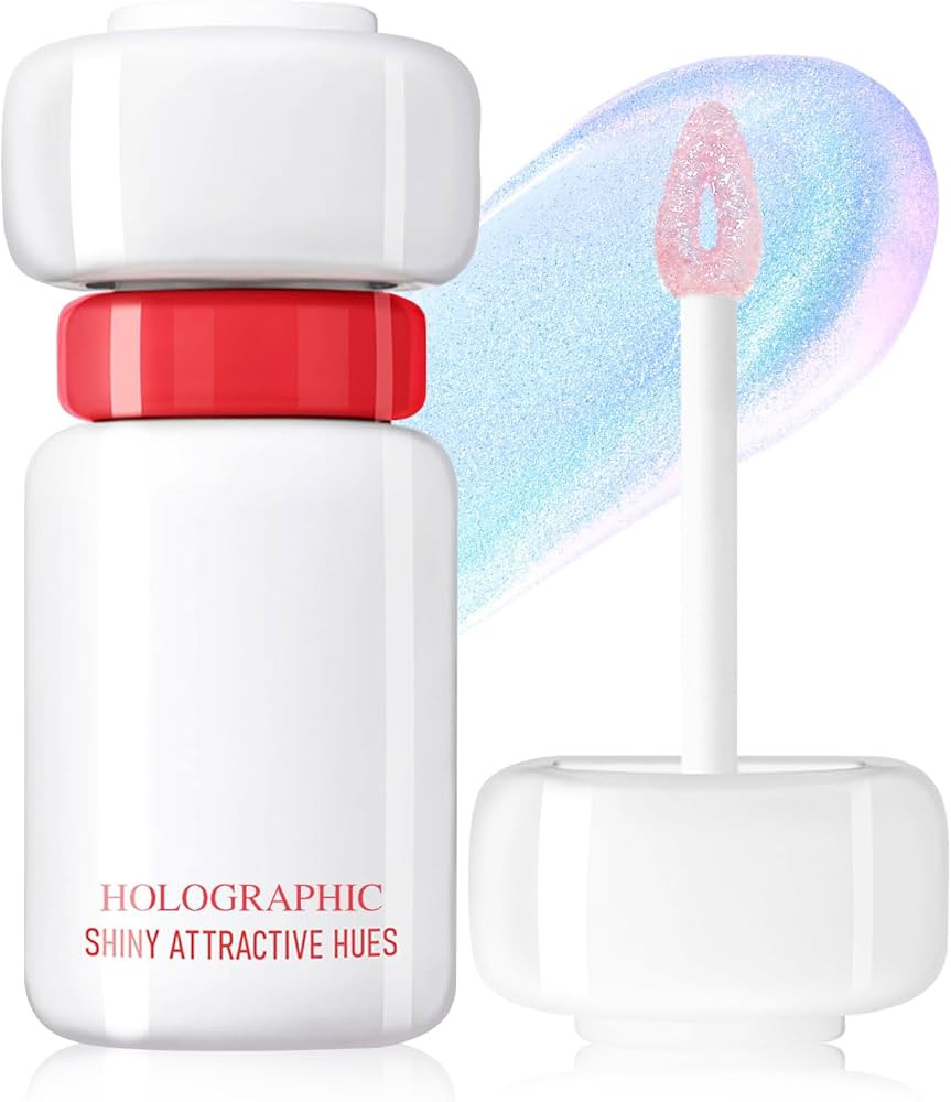 Holographic Blue Purple Glitter Lip Gloss, Moisturizing Chameleon Diamond Shimmer Liquid Lipstick... | Amazon (US)