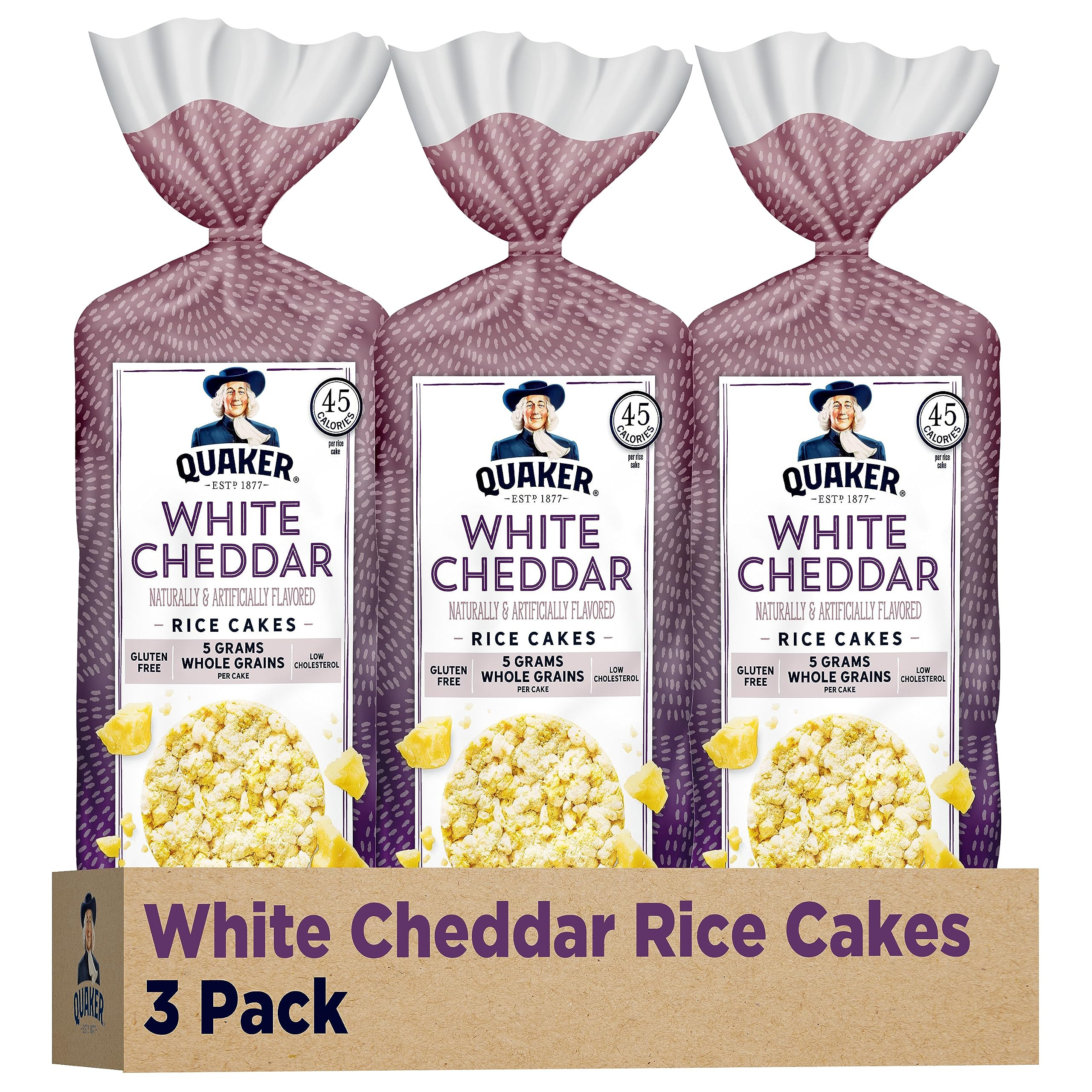 Quaker Large Rice Cakes, White Cheddar, 5.5 Oz, Pack of 3 | Amazon (US)