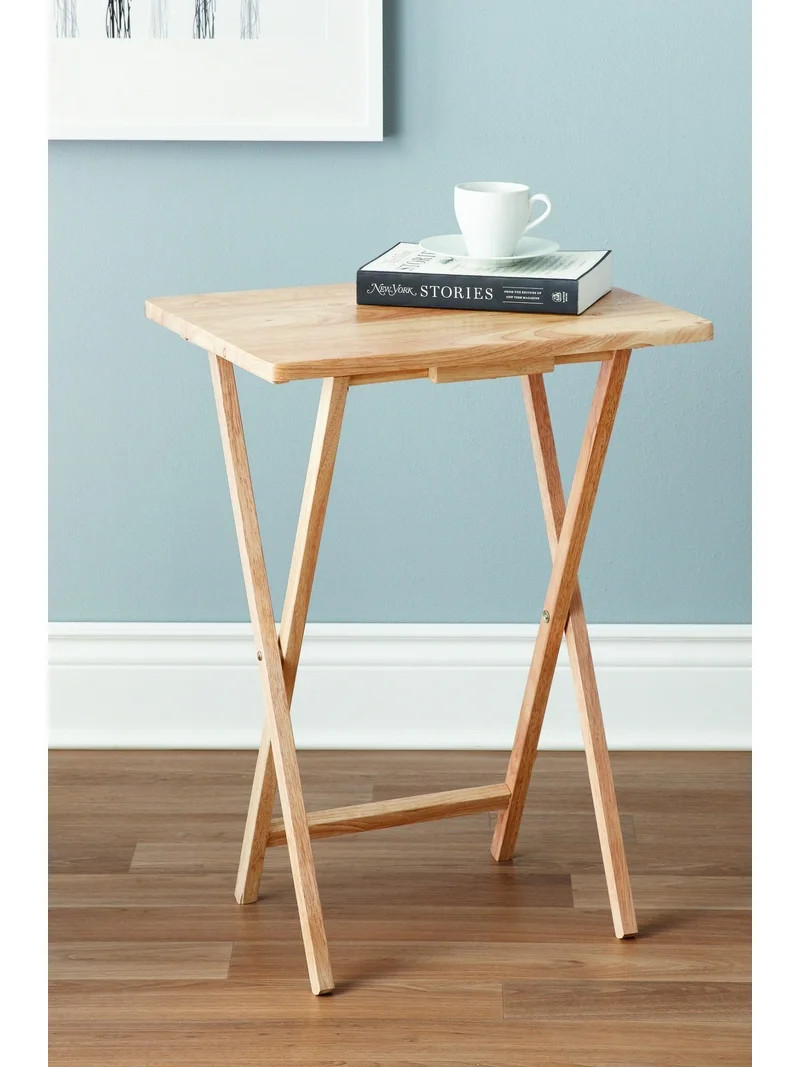 Mainstays Rubberwood Folding TV Tray Table, Natural | Walmart (US)