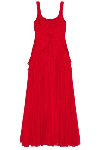 Carolina Herrera Gathered Bodice Gown in Red | FWRD 