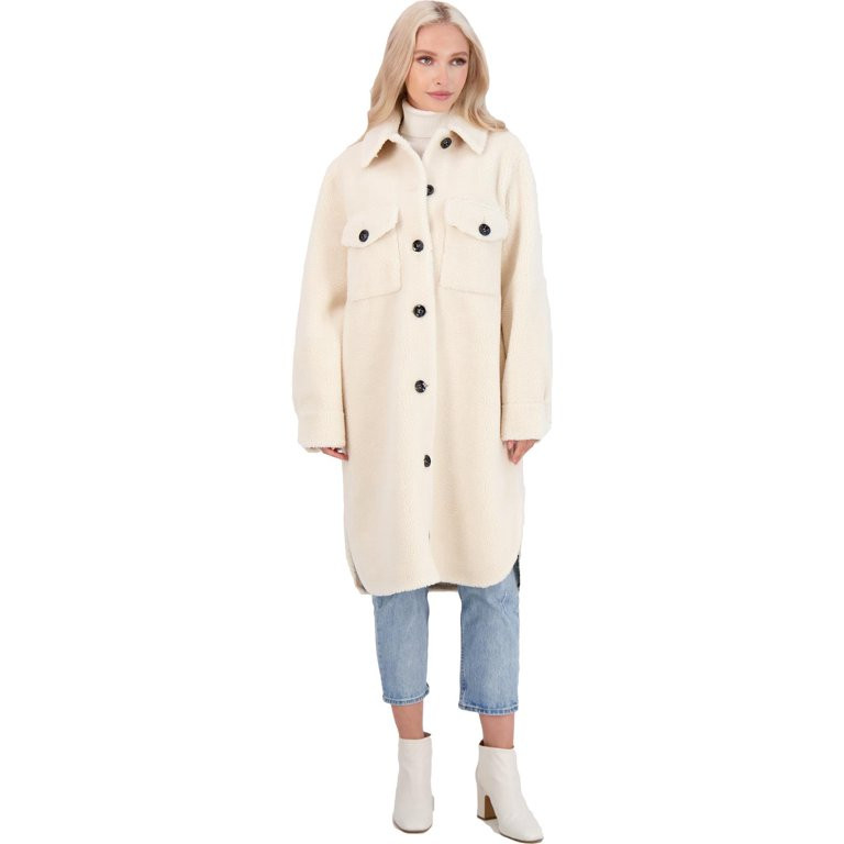 Rebecca Minkoff Harper Women's Long Wool Button Down Shirt Jacket - Walmart.com | Walmart (US)