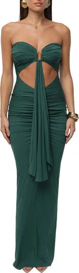 Drape Cutout Strapless Body-Con Maxi Cocktail Dress | Nordstrom