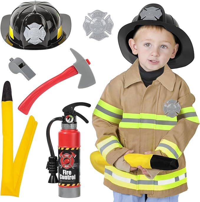 Popsunny Fireman Toys for Kids 3-5 Years, Toddler Firefighter Playset with Dressup Costume & Fire... | Amazon (US)