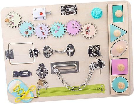 freneci Wooden Busy Board for Toddler Montessori Basic Motor Skill Activity Board Educational Lea... | Amazon (UK)