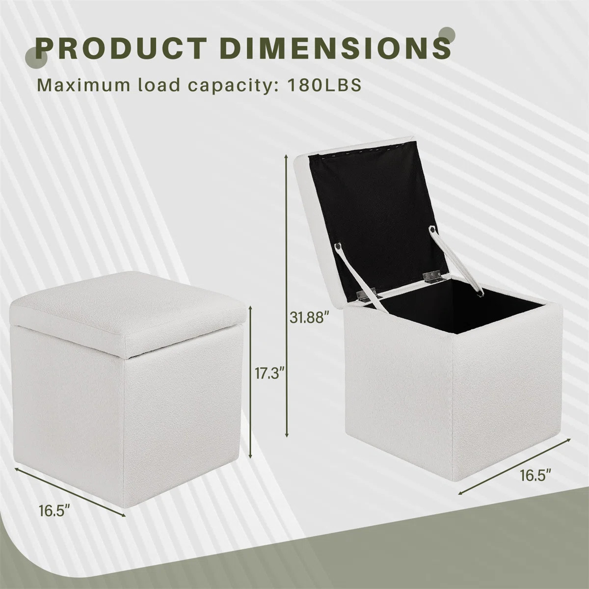 Square Storage Ottoman With Cover Lid, Linen Fabric Ottomans With Storage For Living Room Bedroom... | Wayfair North America