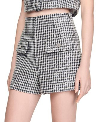 Sequin Houndstooth Tweed Shorts | Bloomingdale's (US)