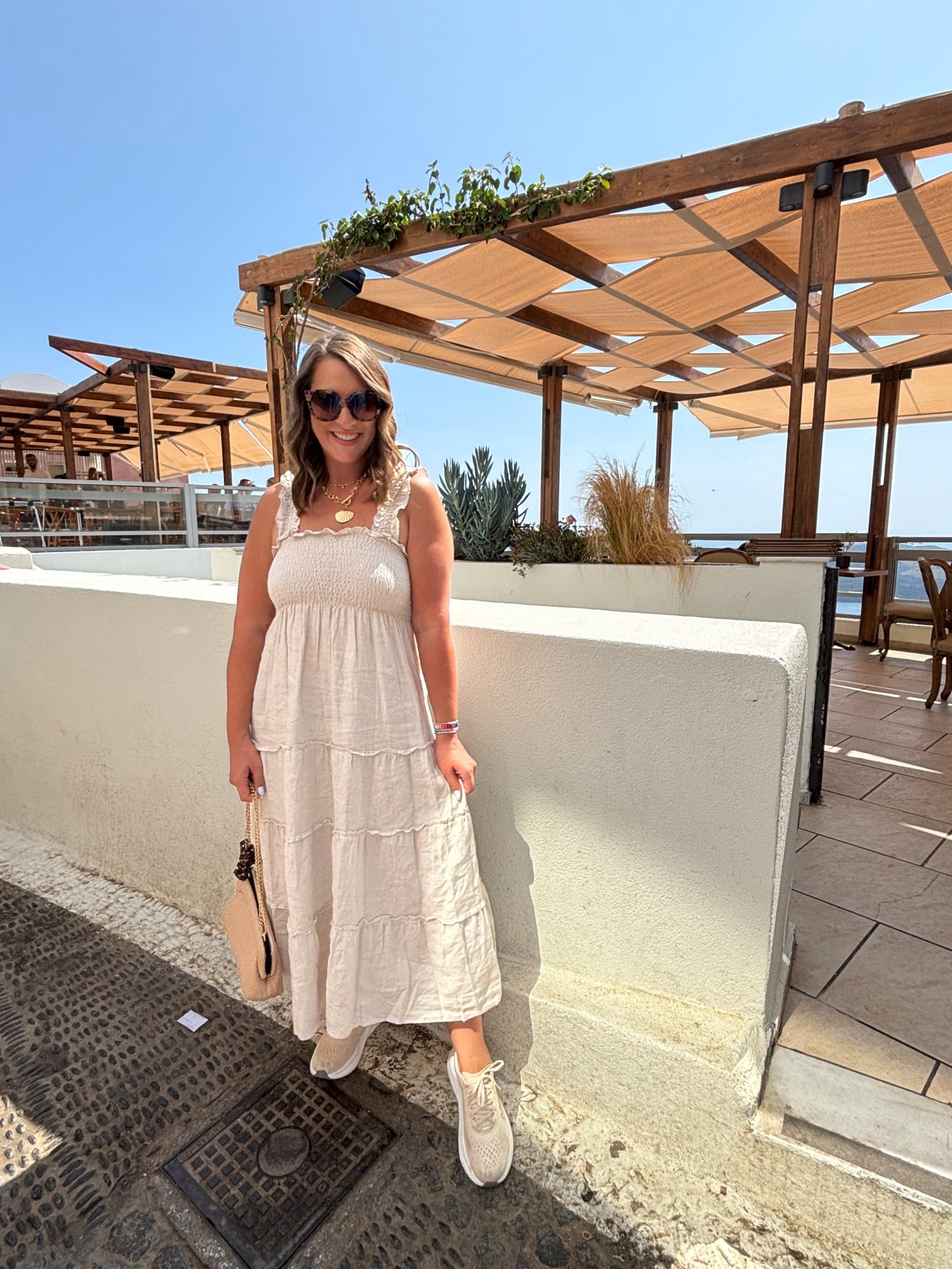 Linen dress- lightweight & comfy! Yes I’m wearing sneakers, no it’s not cute….but practical for the walking we had to do 😆

TTS- medium 

#LTKStyleTip #LTKMidsize #LTKTravel