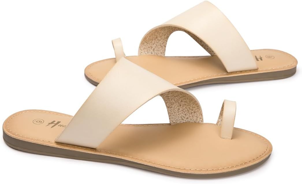 Women's Sandals Slip On Flat Sandals Flip Flop Thong Sandals for Women Dressy Summer | Amazon (US)