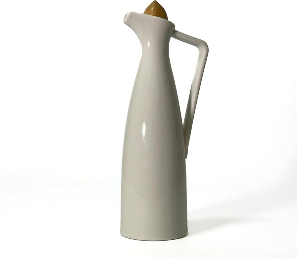 White Pottery Olive Oil Dispenser Cruet - Elegant Design, Drip-Free Pourer with Stopper, Perfect ... | Amazon (US)