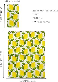 WRAPAHOLIC 25Pcs Lemon Napkins - 2-Ply Guest Disposable Hand Towels for Bathroom, Wedding, Bridal... | Amazon (US)