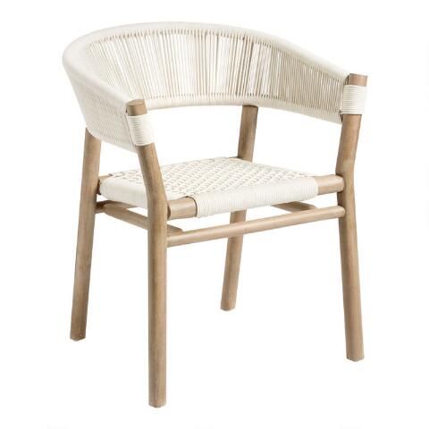 Acacia Wood and Rope Cabrillo Outdoor Dining Chair | World Market