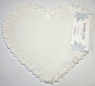 SHABBY CHIC VALENTINE'S HEART PLACEMATS (4) WHITE EYELET NIP  | eBay | eBay US