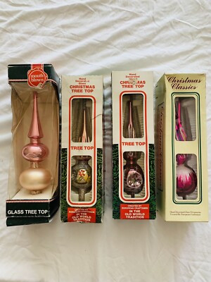 4 CHRISTMAS Vintage PINK FLORAL Mercury Glass TREE TOPPERS Germany Romania  | eBay | eBay US
