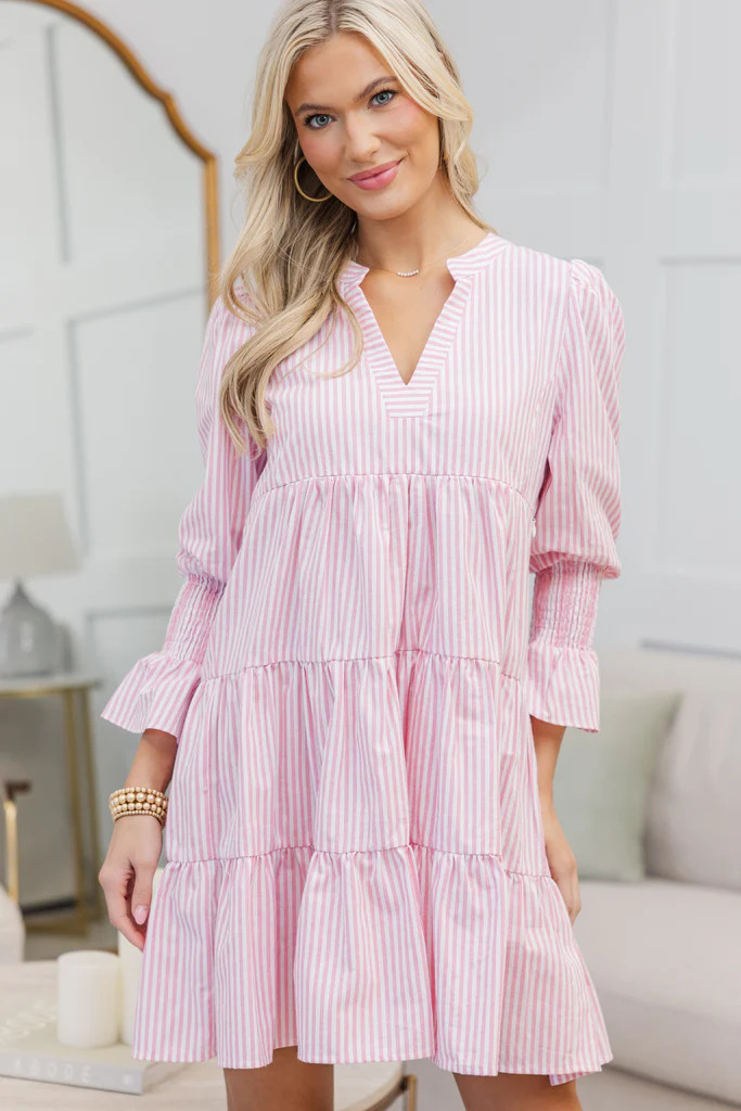 NURSING COLLECTION: In Your Happy Place Pink Striped Dress | The Mint Julep Boutique