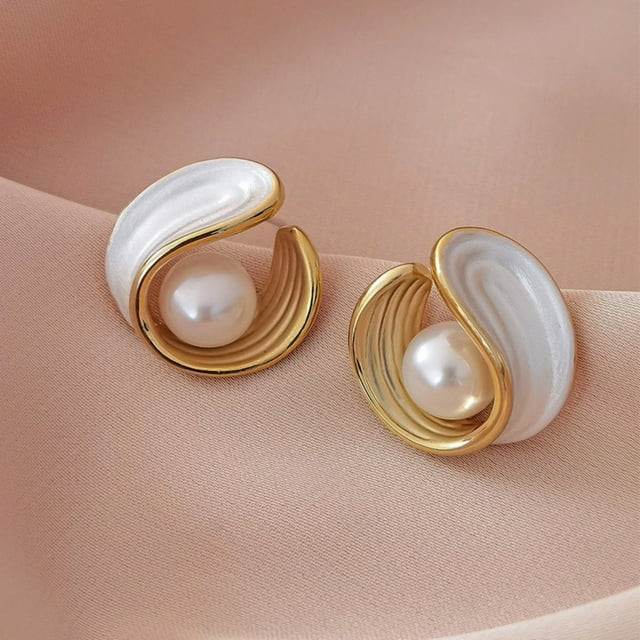 XDDLITP Pearl Earrings for Women Elegant White Pearl Studs with 18K Gold Plating Hypoallergenic S... | Walmart (US)