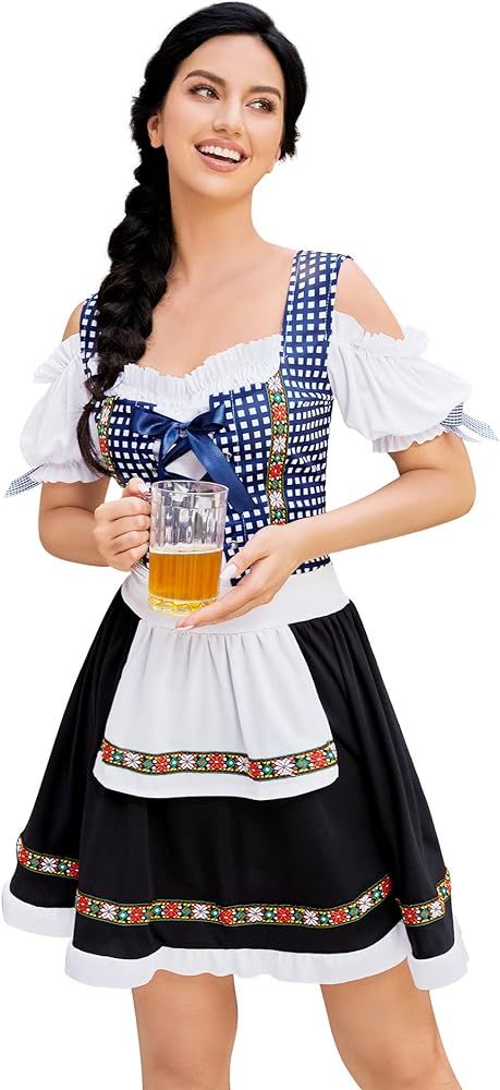 GloryStar Women's German Dirndl Dress Traditional Bavarian Beer Garden Oktoberfest Costumes | Amazon (US)