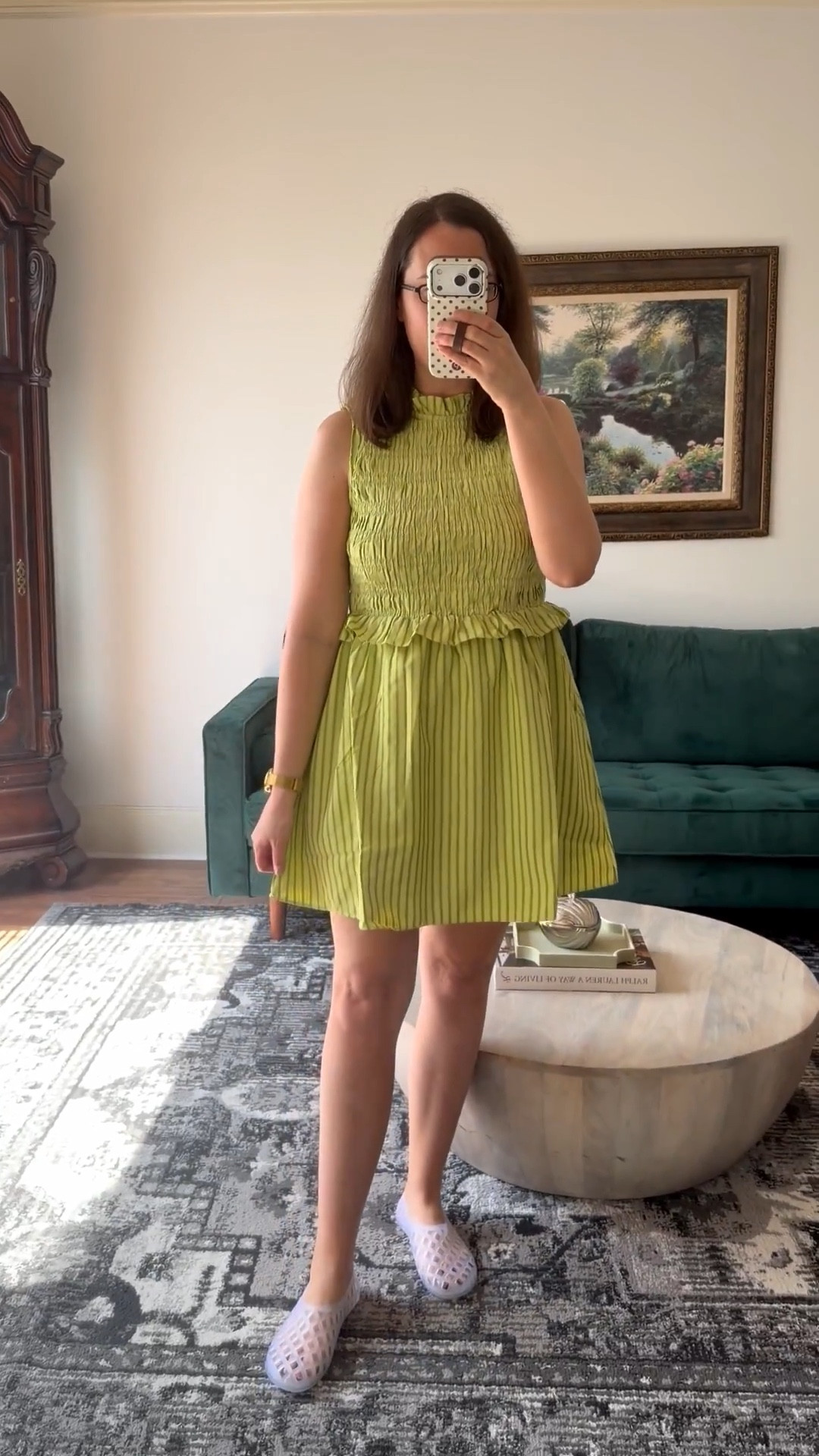 I’m obsessed with this bright green dress! I will be wearing it on repeat this summer. I’m in the medium but it’s a little big, I could have done the small. The smocking and ruffle details are precious. Use code: YOUROCK 

Shoes are amazon sale finds! 

#LTKSeasonal #LTKootd #LTKSaleAlert