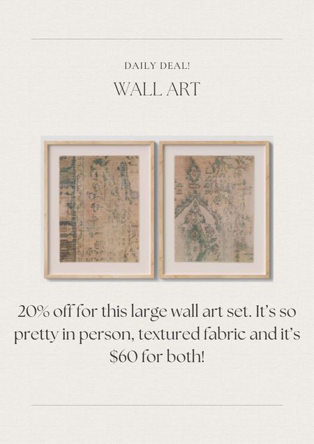 Daily deal
Presidents’ Day sale
20% off wall art
Large wall art
Textured wall art 

#LTKsalealert #LTKSpringSale #LTKhome