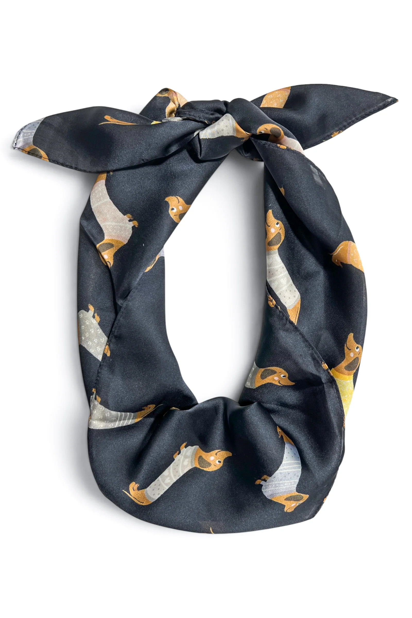 Dachshund Dreams Black Square Scarf Black | The Willow Tree
