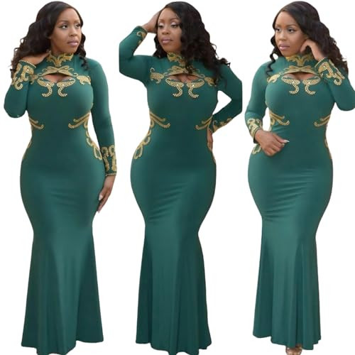 Beaded Sequin Winter Cocktail Dress Wedding Party Evening Gown Maxi Dresses Prom Gowns Formal Wear with Sleeves Bridal Baby Shower Gown Graduation Outfit (Green, One Size fit from Small Until Large) | Amazon (US)