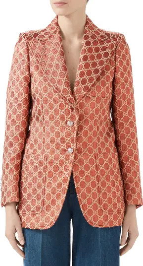 Gucci Metallic GG Logo Cotton Blend Blazer | Nordstrom | Nordstrom