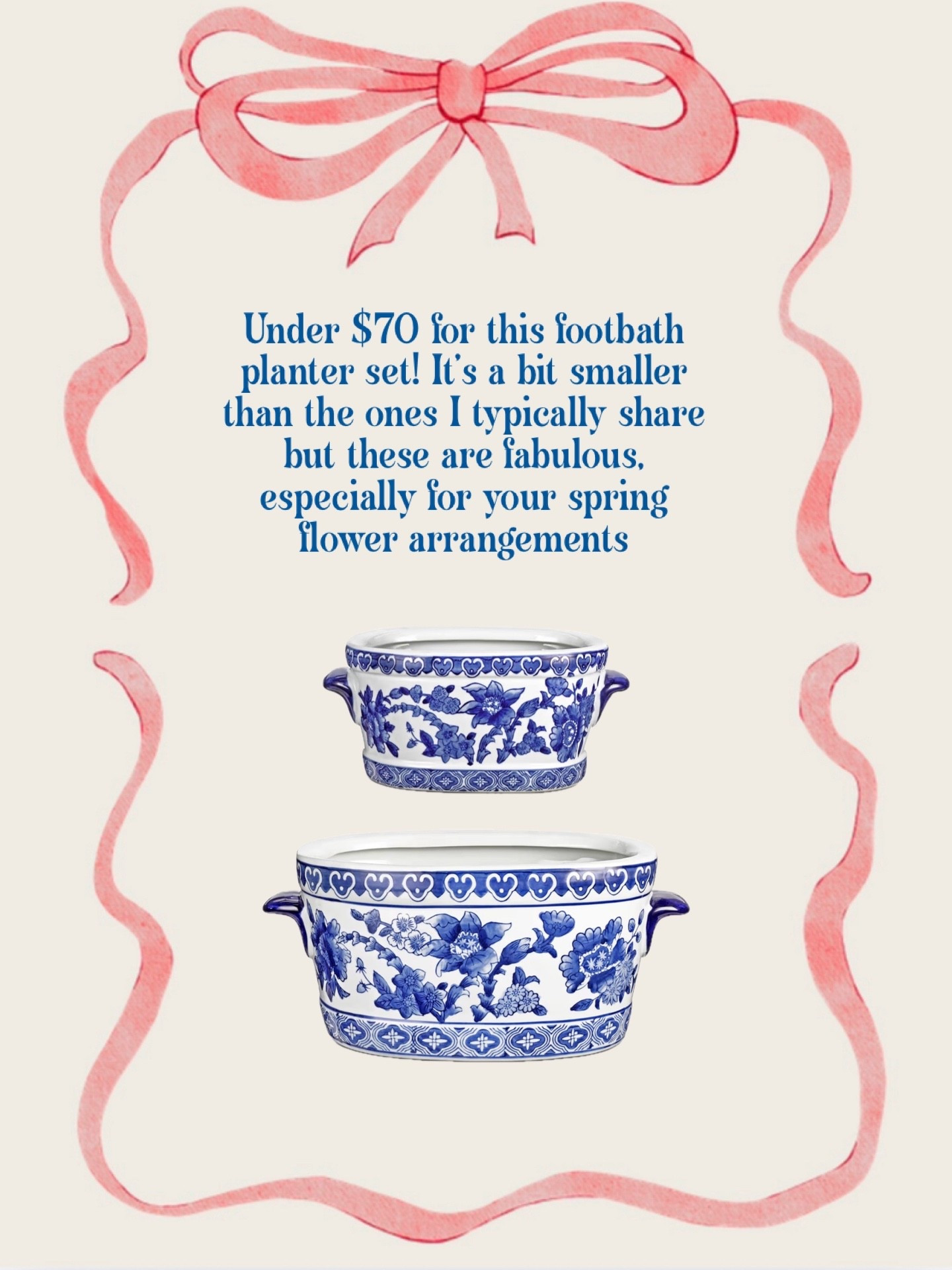 Chinoiserie Footbath Planter set under $70! A bit smaller than the planters I typically share but these are beautiful. Perfect for your spring floral arranging! 

#LTKSeasonal #LTKSpringSale #LTKHome