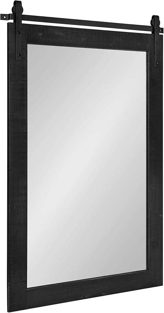 Kate and Laurel Cates Rustic Wall Mirror, 24 x 38, Black, Distressed Farmhouse Wall Decor with Ro... | Amazon (US)