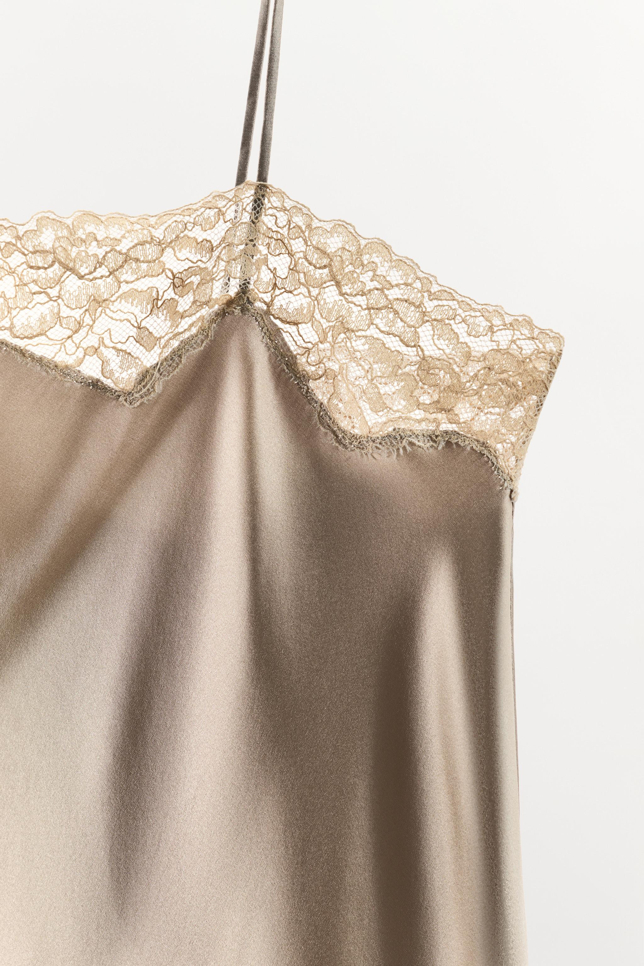 SILK BLEND LACE SLIP DRESS | Zara US