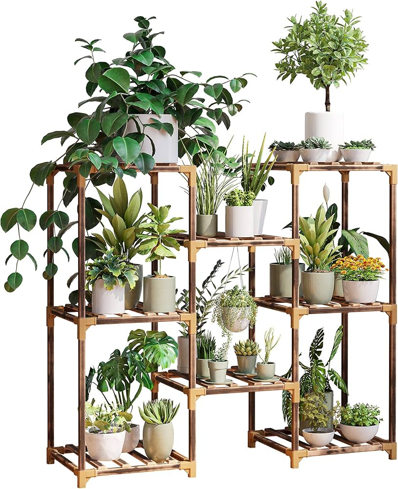 New England Stories Wood Plant Stand Indoor, Outdoor for Multiple Plants, Plant Shelf Ladder Tabl... | Amazon (US)