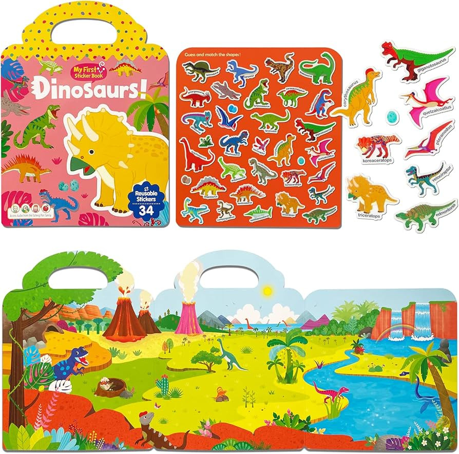3D Stickers Book for Kids,Reusable Stickers for Toddlers,(Dinosaurs) Theme Activity Stickers Book... | Amazon (US)