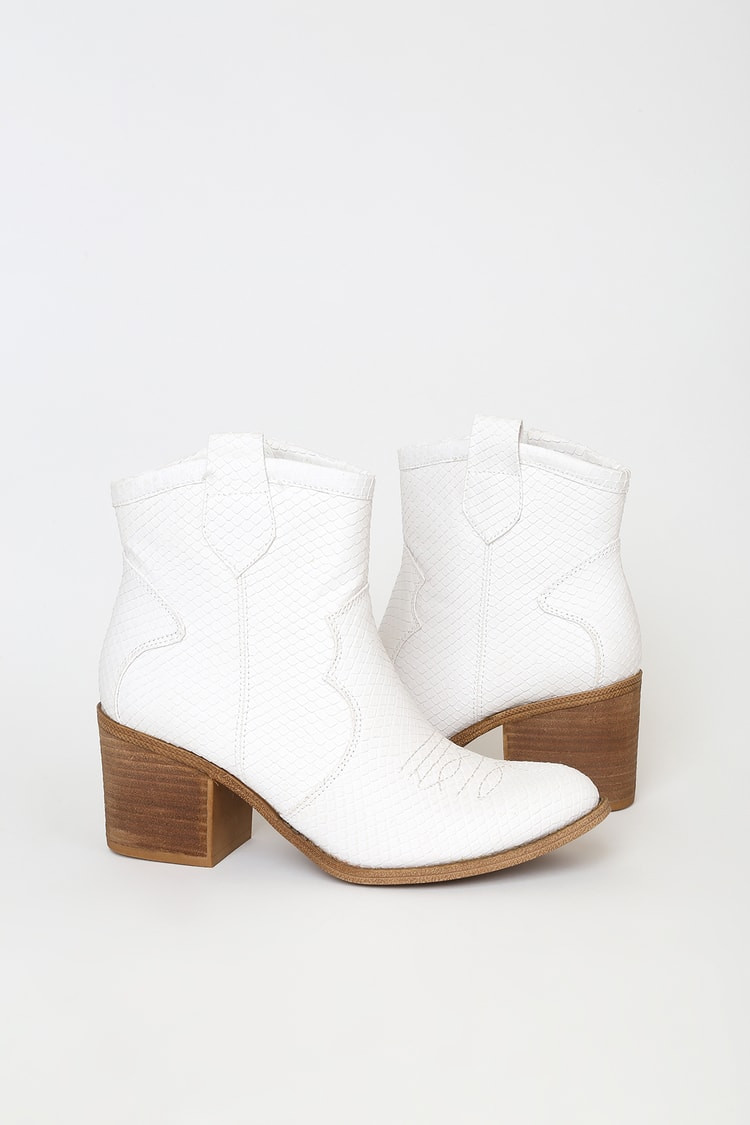 Unite White Snake Ankle Booties | Lulus (US)