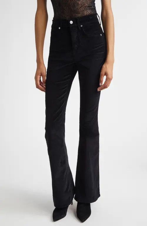 Veronica Beard Beverly High Waist Skinny Flare Velvet Jeans in Black at Nordstrom, Size 31 | Nordstrom