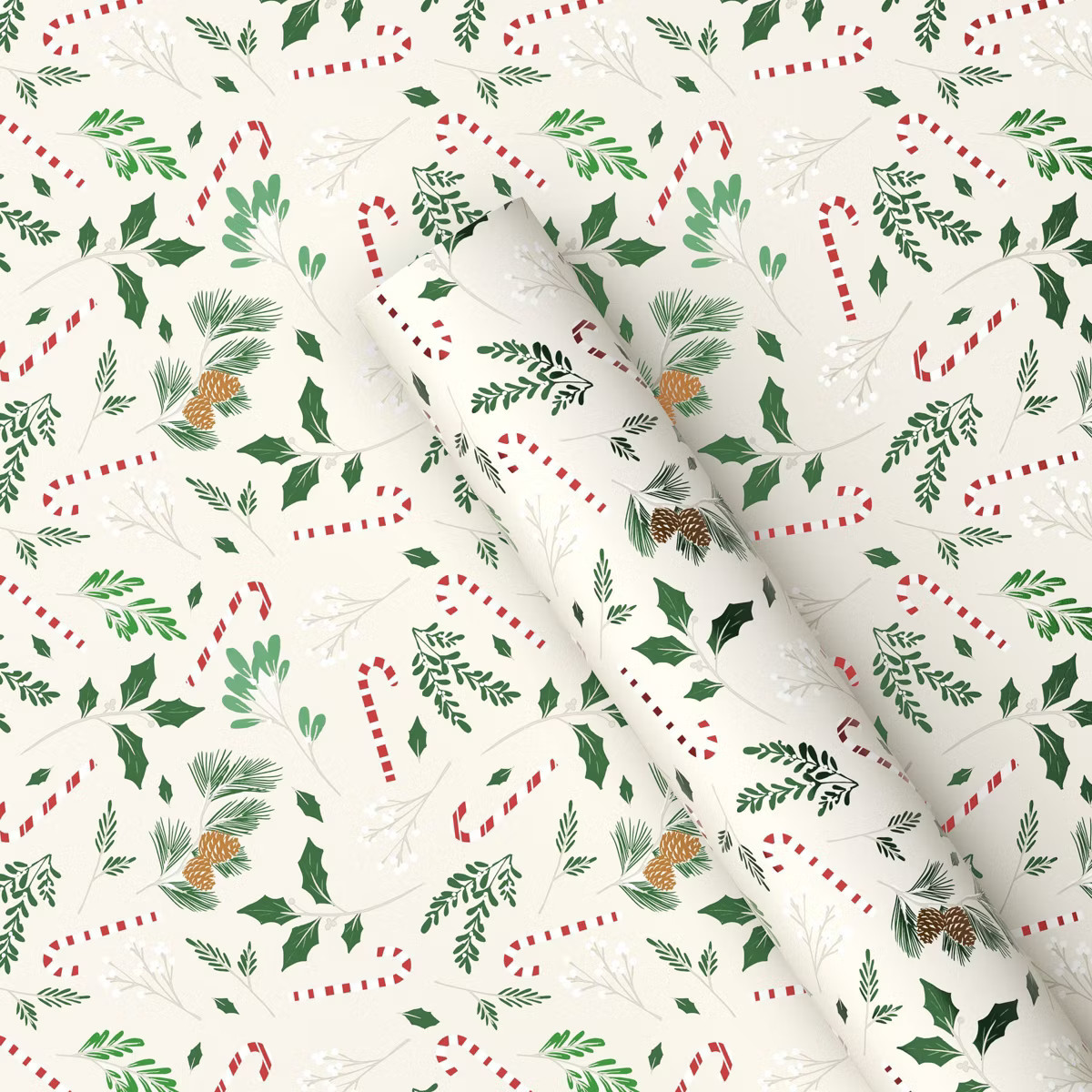 25 sq ft Candy Canes and Sprigs Christmas Gift Wrap - Wondershop™ | Target