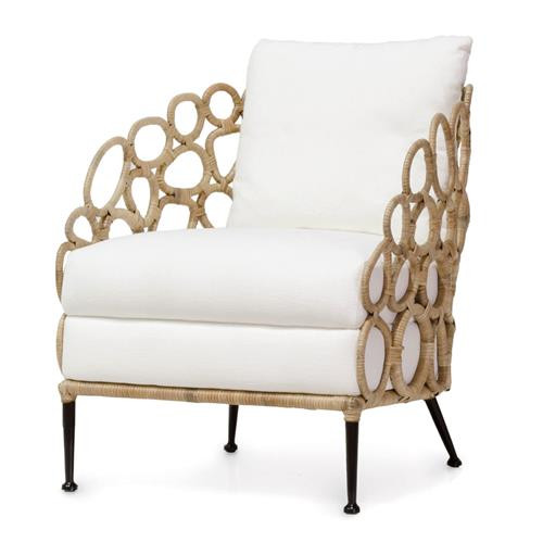 Palecek Ella Coastal Beach Woven Rattan Round Occasional Chair | Kathy Kuo Home