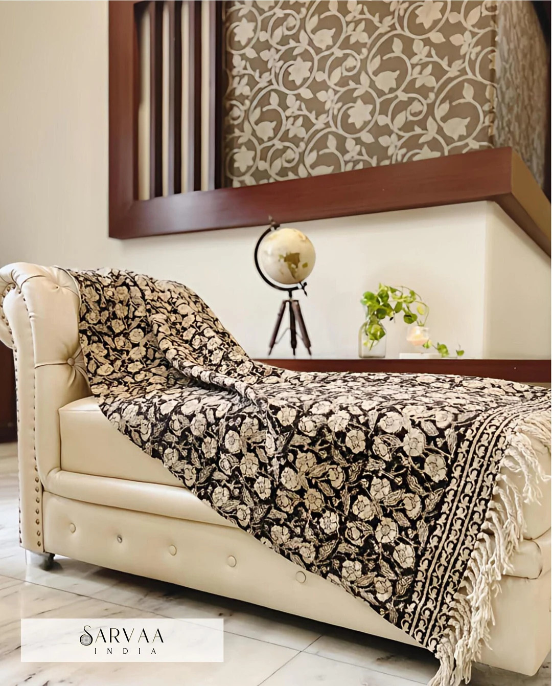 Home Inspiration Bohemian Mud Cloth Handmade Throw With Tassels, Handblock Floral Print Soft Cott... | Etsy (US)