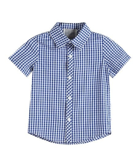 Blue & White Gingham Short-Sleeve Shirt - Infant, Toddler & Boys | Zulily