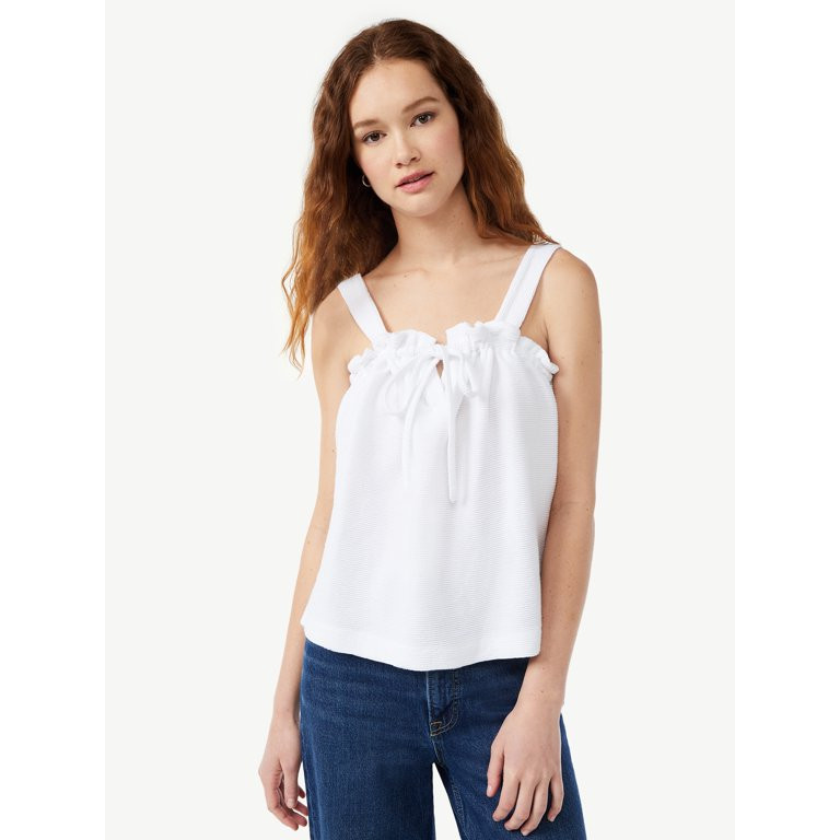 Free Assembly Women's Slit Front Tie Tank Top | Walmart (US)